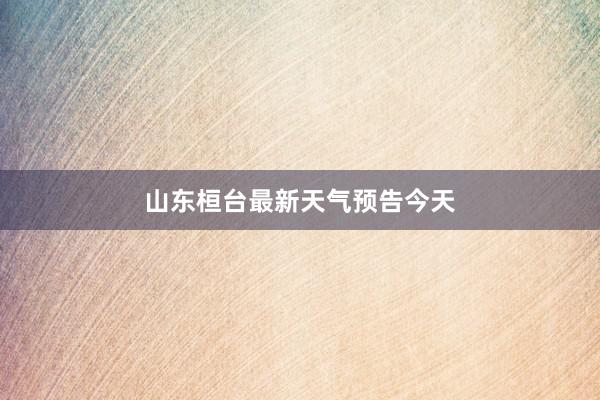 山东桓台最新天气预告今天